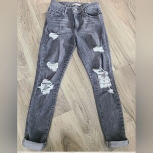Levi's 721 High Rise Skinny Distressed Gray Women's Jeans 26x30